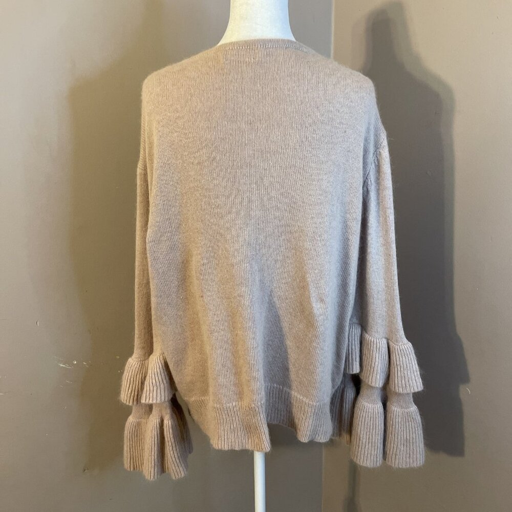POL Cardigan Sweater Pink Open Front Tiered Bell Sleeves Wool Blend Wms Sz M - Picture 6 of 10